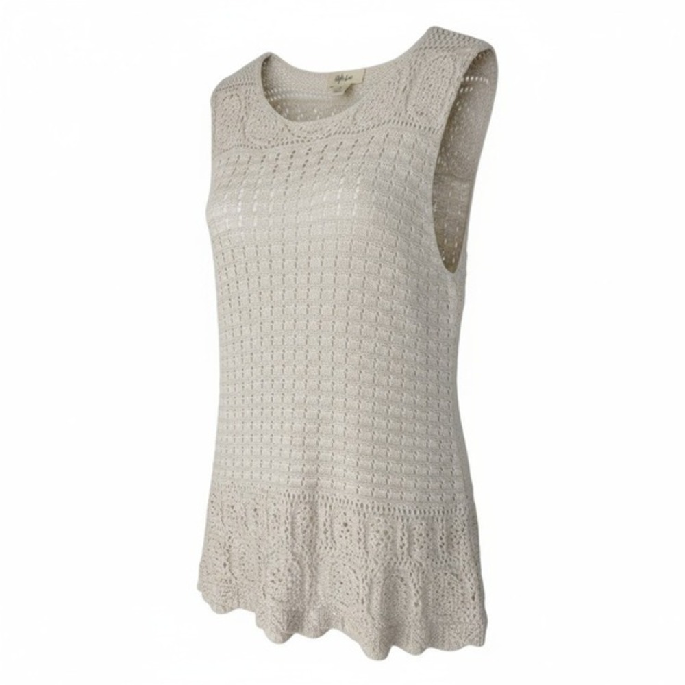 Style & Co Knit Tank Ivory Womens Large‎ Summer Sleeveless Minimalist Neutrals